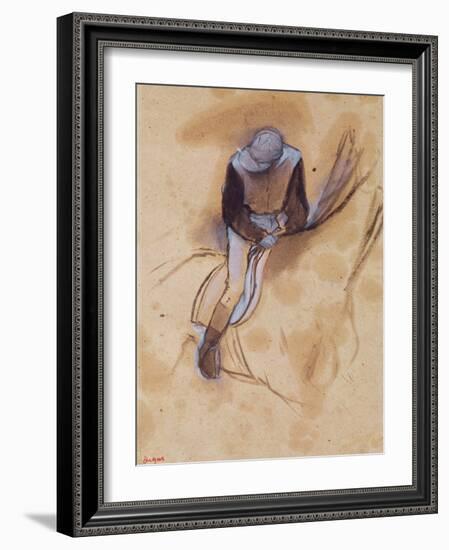 Jockey Flexed Forward Standing in the Saddle, 1860-90-Edgar Degas-Framed Giclee Print