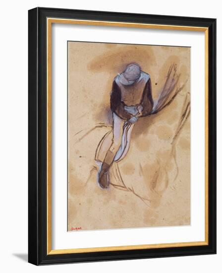 Jockey Flexed Forward Standing in the Saddle, 1860-90-Edgar Degas-Framed Giclee Print