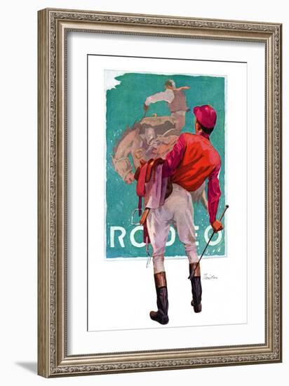 "Jockey Looks at Poster,"May 8, 1937-John E. Sheridan-Framed Giclee Print