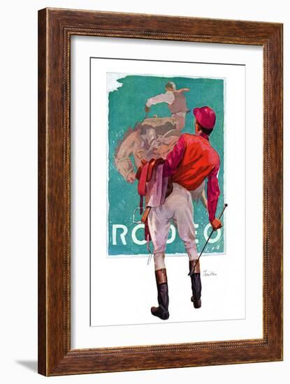 "Jockey Looks at Poster,"May 8, 1937-John E. Sheridan-Framed Giclee Print
