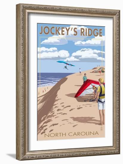 Jockey's Ridge Hang Gliders - Outer Banks, North Carolina-Lantern Press-Framed Art Print