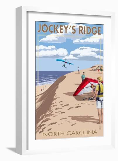 Jockey's Ridge Hang Gliders - Outer Banks, North Carolina-Lantern Press-Framed Art Print