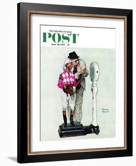 "Jockey Weighing In" Saturday Evening Post Cover, June 28,1958-Norman Rockwell-Framed Giclee Print