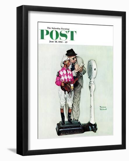 "Jockey Weighing In" Saturday Evening Post Cover, June 28,1958-Norman Rockwell-Framed Giclee Print