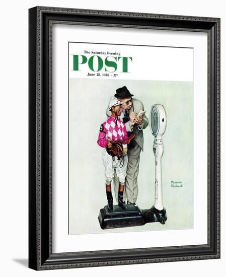 "Jockey Weighing In" Saturday Evening Post Cover, June 28,1958-Norman Rockwell-Framed Giclee Print