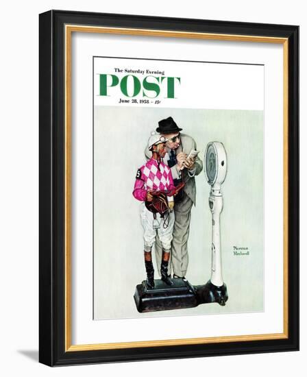 "Jockey Weighing In" Saturday Evening Post Cover, June 28,1958-Norman Rockwell-Framed Giclee Print