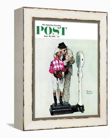 "Jockey Weighing In" Saturday Evening Post Cover, June 28,1958-Norman Rockwell-Framed Premier Image Canvas