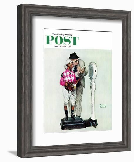 "Jockey Weighing In" Saturday Evening Post Cover, June 28,1958-Norman Rockwell-Framed Giclee Print