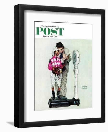 "Jockey Weighing In" Saturday Evening Post Cover, June 28,1958-Norman Rockwell-Framed Giclee Print