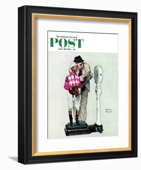 "Jockey Weighing In" Saturday Evening Post Cover, June 28,1958-Norman Rockwell-Framed Giclee Print