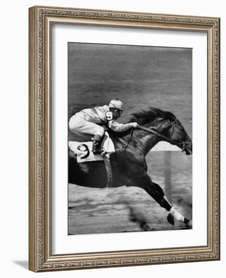 Jockey Willie Shoemaker Racing "Our John William"-Michael Rougier-Framed Premium Photographic Print