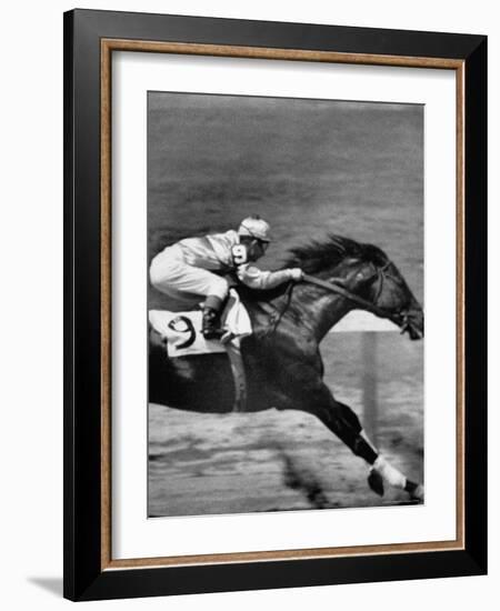 Jockey Willie Shoemaker Racing "Our John William"-Michael Rougier-Framed Premium Photographic Print