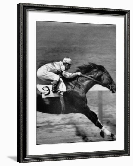 Jockey Willie Shoemaker Racing "Our John William"-Michael Rougier-Framed Premium Photographic Print