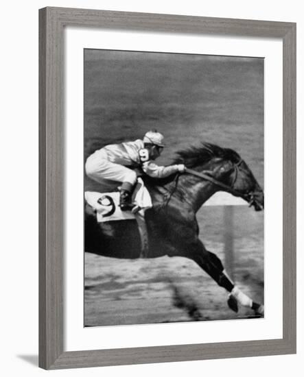 Jockey Willie Shoemaker Racing "Our John William"-Michael Rougier-Framed Premium Photographic Print