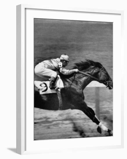 Jockey Willie Shoemaker Racing "Our John William"-Michael Rougier-Framed Premium Photographic Print