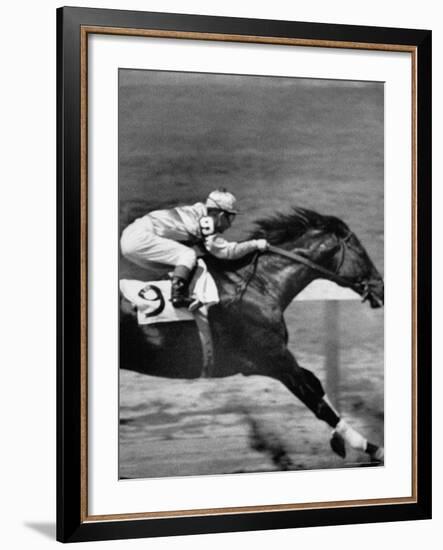 Jockey Willie Shoemaker Racing "Our John William"-Michael Rougier-Framed Premium Photographic Print