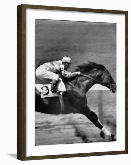 Jockey Willie Shoemaker Racing "Our John William"-Michael Rougier-Framed Premium Photographic Print