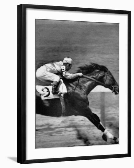 Jockey Willie Shoemaker Racing "Our John William"-Michael Rougier-Framed Premium Photographic Print