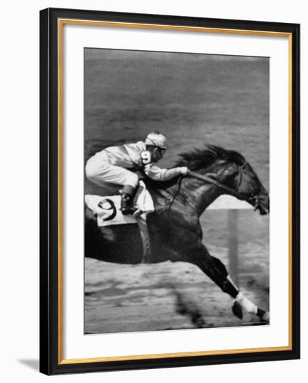 Jockey Willie Shoemaker Racing "Our John William"-Michael Rougier-Framed Premium Photographic Print