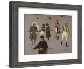 Jockeys and Owners at Epsom (Oil on Panel)-John Lavery-Framed Giclee Print