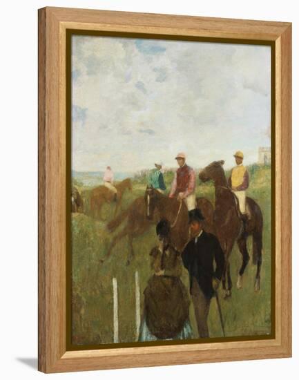 Jockeys at the Racecourse (Aux Course, Les Jockeys)-Edgar Degas-Framed Premier Image Canvas