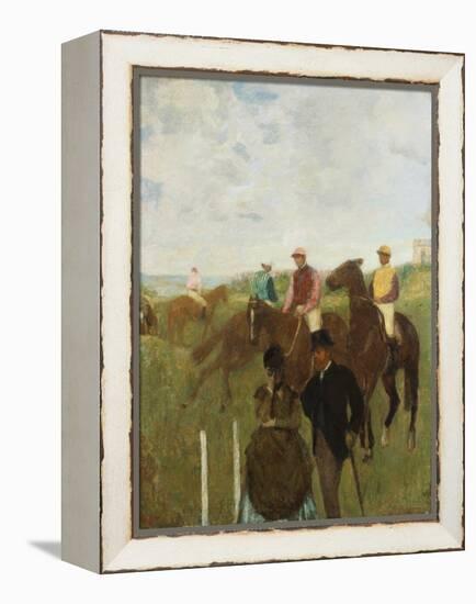 Jockeys at the Racecourse (Aux Course, Les Jockeys)-Edgar Degas-Framed Premier Image Canvas