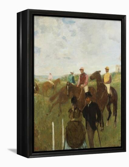 Jockeys at the Racecourse (Aux Course, Les Jockeys)-Edgar Degas-Framed Premier Image Canvas