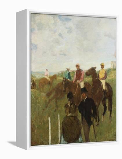 Jockeys at the Racecourse (Aux Course, Les Jockeys)-Edgar Degas-Framed Premier Image Canvas