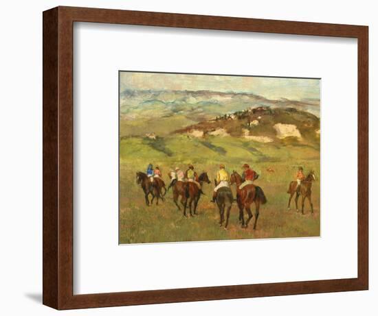 Jockeys on Horseback before Distant Hills, 1884-Edgar Degas-Framed Premium Giclee Print