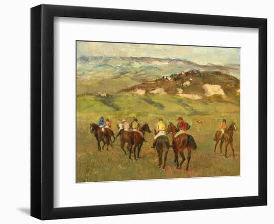 Jockeys on Horseback before Distant Hills, 1884-Edgar Degas-Framed Premium Giclee Print