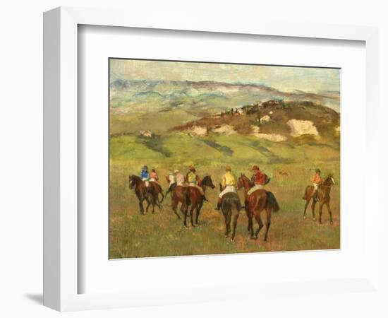 Jockeys on Horseback before Distant Hills, 1884-Edgar Degas-Framed Premium Giclee Print