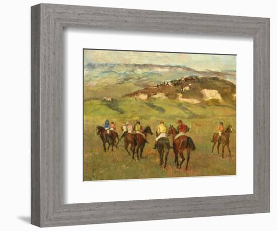 Jockeys on Horseback before Distant Hills, 1884-Edgar Degas-Framed Giclee Print