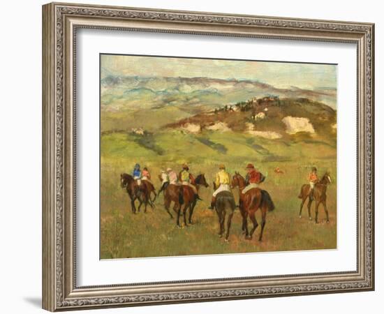 Jockeys on Horseback before Distant Hills, 1884-Edgar Degas-Framed Giclee Print