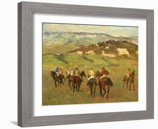 Jockeys on Horseback before Distant Hills, 1884-Edgar Degas-Framed Giclee Print