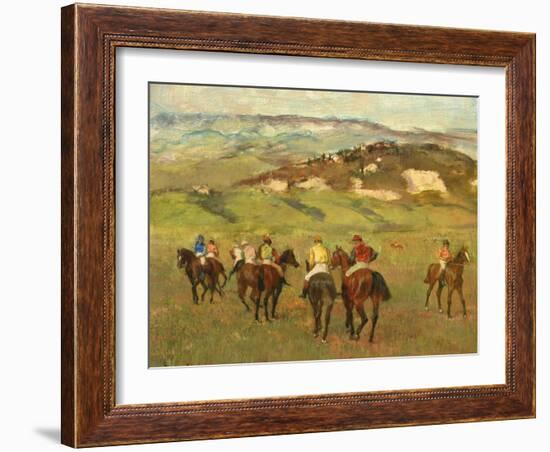 Jockeys on Horseback before Distant Hills, 1884-Edgar Degas-Framed Giclee Print