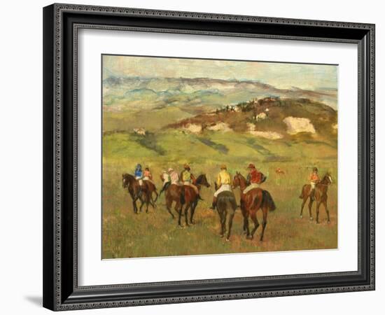 Jockeys on Horseback before Distant Hills, 1884-Edgar Degas-Framed Giclee Print