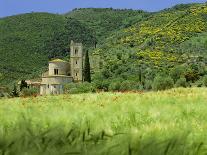 Abbey of Sant' Antimo, Tuscany. Hill Town of Castelnuovo Dell' Abate in Background-Joe Cornish-Photographic Print