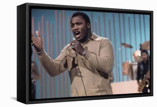 Joe Frazier Rehearsing with His Band Joe Frazier and the Knockouts for Don Rickles Show, 1971-John Shearer-Framed Premier Image Canvas