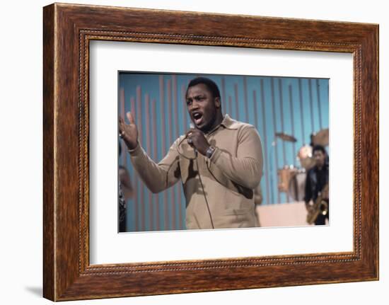 Joe Frazier Rehearsing with His Band Joe Frazier and the Knockouts for Don Rickles Show, 1971-John Shearer-Framed Photographic Print