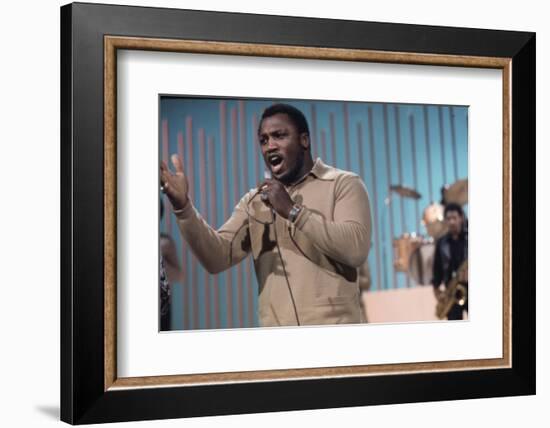 Joe Frazier Rehearsing with His Band Joe Frazier and the Knockouts for Don Rickles Show, 1971-John Shearer-Framed Photographic Print