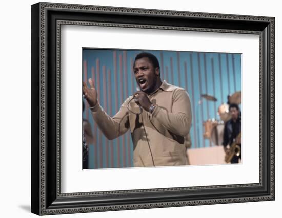 Joe Frazier Rehearsing with His Band Joe Frazier and the Knockouts for Don Rickles Show, 1971-John Shearer-Framed Photographic Print