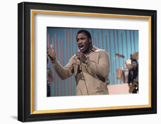 Joe Frazier Rehearsing with His Band Joe Frazier and the Knockouts for Don Rickles Show, 1971-John Shearer-Framed Photographic Print