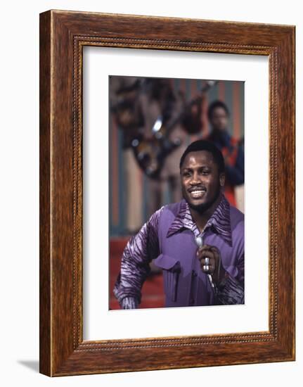 Joe Frazier Singing with His Band Joe Frazier and the Knockouts on Don Rickles Show, 1971-John Shearer-Framed Photographic Print