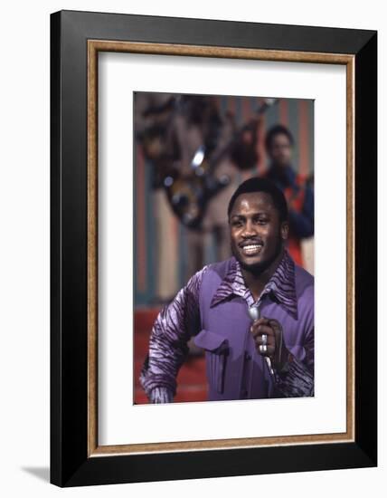 Joe Frazier Singing with His Band Joe Frazier and the Knockouts on Don Rickles Show, 1971-John Shearer-Framed Photographic Print