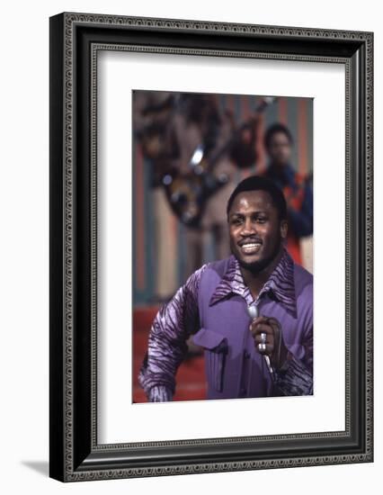 Joe Frazier Singing with His Band Joe Frazier and the Knockouts on Don Rickles Show, 1971-John Shearer-Framed Photographic Print