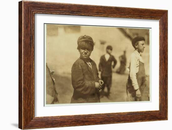 Joe (Jose) Mello, Aged 8 or 9 Works as a Mill Sweeper in New Bedford, Massachusetts, 1911-Lewis Wickes Hine-Framed Photographic Print