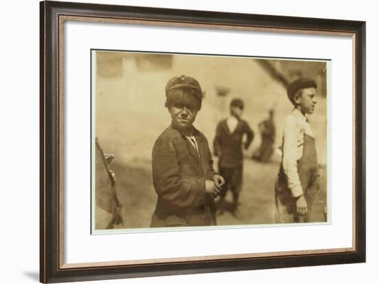 Joe (Jose) Mello, Aged 8 or 9 Works as a Mill Sweeper in New Bedford, Massachusetts, 1911-Lewis Wickes Hine-Framed Photographic Print