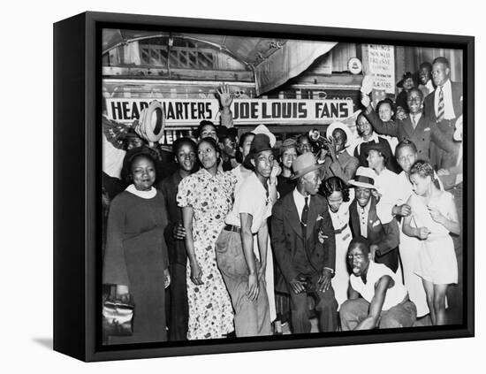 Joe Louis Fans Celebrate Louis' Victory over Tom Farr, Harlem, August 30, 1937-null-Framed Stretched Canvas