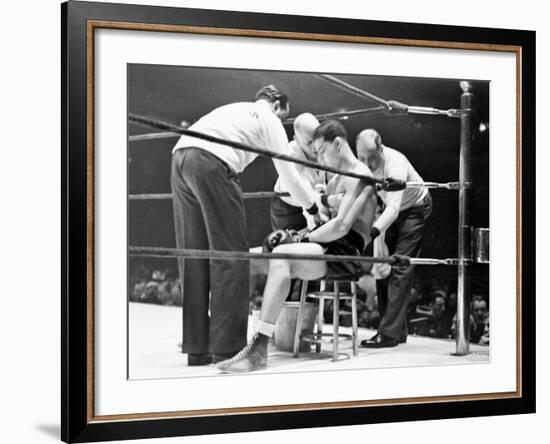 Joe Louis, Negro Boxer Fighting Perry-Peter Stackpole-Framed Premium Photographic Print