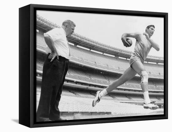 Joe Namath, New York Jets Quarterback, Tests His Injured Knee, 1965-null-Framed Stretched Canvas